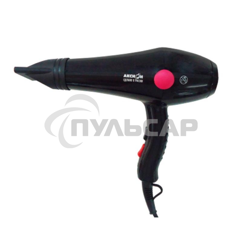 Фен Аксион ВС11, 1800 Вт, 2 скоростных режима, 3 температурных режима, подача холодного воздуха, насадка-концентратор 2 шт, защита от перегрева