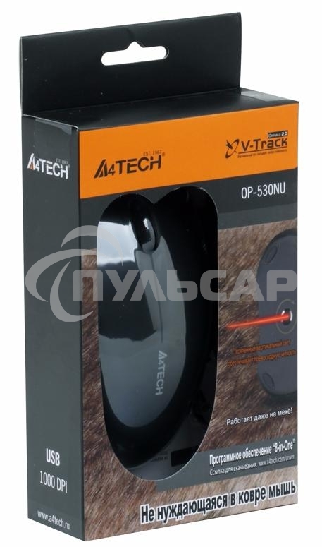 Мышь проводная A4Tech OP-530NU черный, 1200 dpi, USB, кнопки - 3