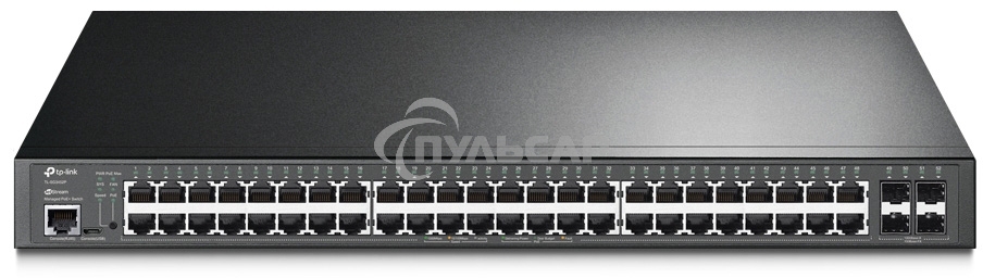 Коммутатор 48-port Gigabit PoE+ L2+ switch, 48 802.3af/at PoE+ ports, 4 Gb SFP slots, 1 RJ-45 + 1Micro-USB console ports, 348W PoE budget