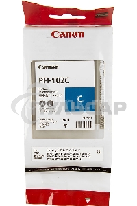 Картридж струйный Canon PFI-102C (0896B001) голубой (130 мл.) для Canon imagePROGRAF iPF605, iPF610., iPF650, iPF655, iPF710, iPF750, iPF755, LP17, iPF510