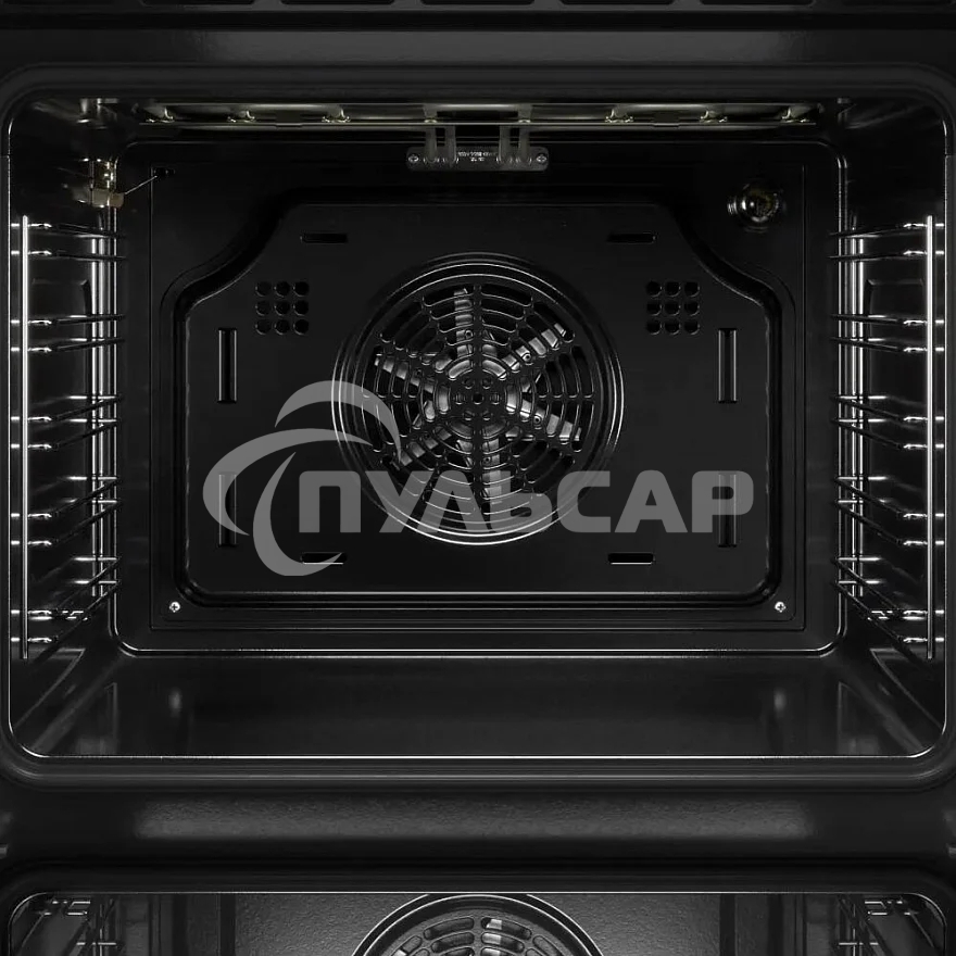 Встраиваемый духовой шкаф Kuppersberg HO 677 B, High-Tech, объем 70 л, 13 режимов, электронное управление (утапливаемые переключатели, аналоговый дисплей), телескопические направляющие на одном уровне, максимальная температура 300 градусов, 2 стекла в две