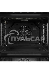 Встраиваемый духовой шкаф Kuppersberg HO 677 B, High-Tech, объем 70 л, 13 режимов, электронное управление (утапливаемые переключатели, аналоговый дисплей), телескопические направляющие на одном уровне, максимальная температура 300 градусов, 2 стекла в две