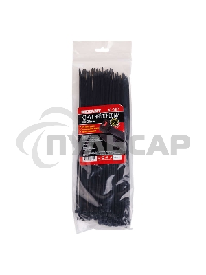 Хомут кабельный 3.6х300 тройной замок нейл. черный (уп.100шт) Rexant 67-0301