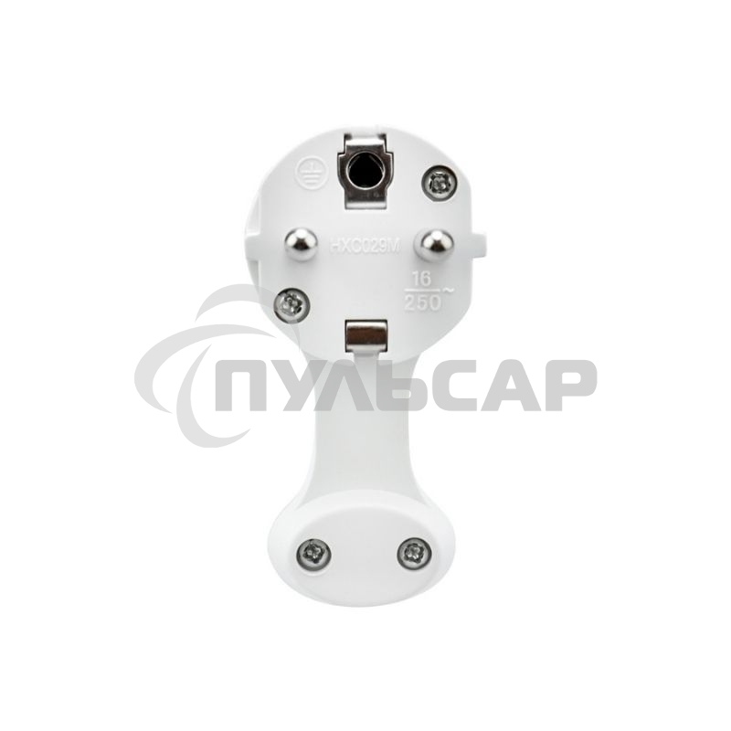 Вилка Евро Rexant угловая с з/к 16 А плоская за шкаф белая