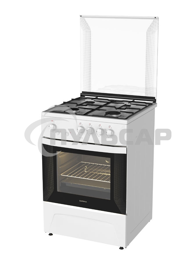 Плита газовая Darina 1D GM141 007 W белый, конфорок 4 шт, духовка 50 л, 60 см x 85 см x 60 см