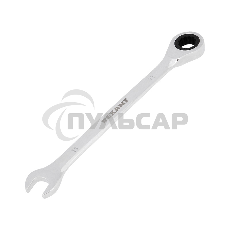 Ключ комбинированный трещоточный Rexant 11 мм, CrV, зеркальный хром