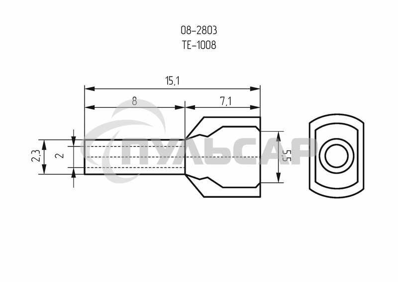 Наконечник штыревой втулочный изолированный F-8 мм 2х1 мм² (НШВи(2) 1.0-8/НГи2 1,0-8) красный Rexant