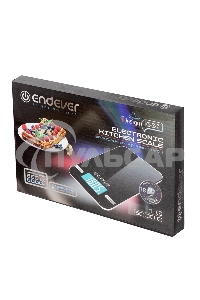 Весы кухонные электронные Endever Skyline KS-527, вес от 2 г до 5 кг. Закаленное стекло повышенной прочности, LCD-дисплей, авто откл.