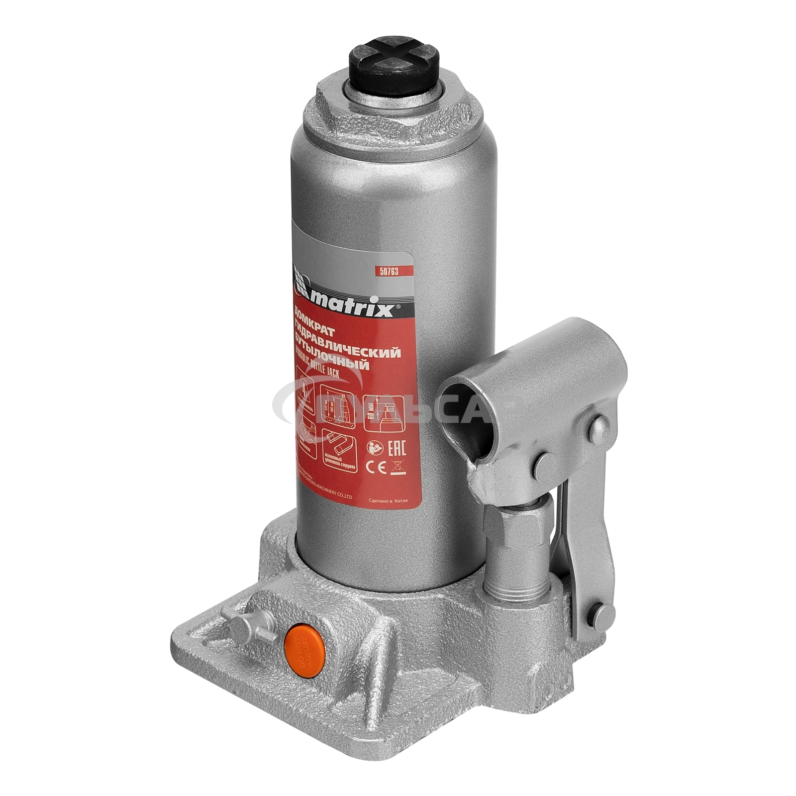 Домкрат гидравлический бутылочный Matrix, 4 т, h подъема 194–372 мм