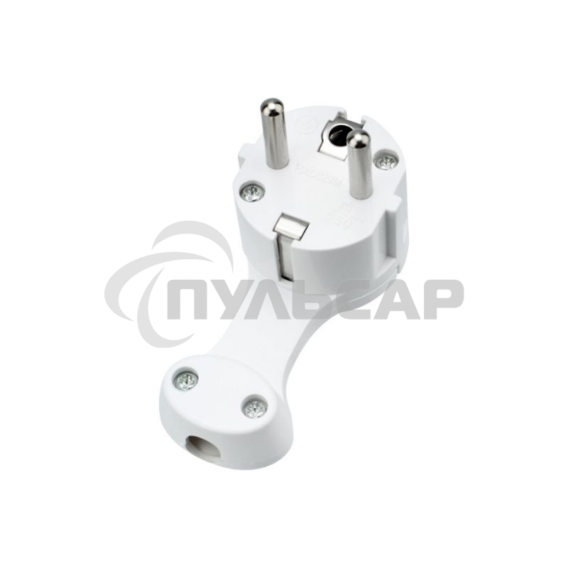 Вилка Евро Rexant угловая с з/к 16 А плоская за шкаф белая