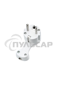 Вилка Евро Rexant угловая с з/к 16 А плоская за шкаф белая