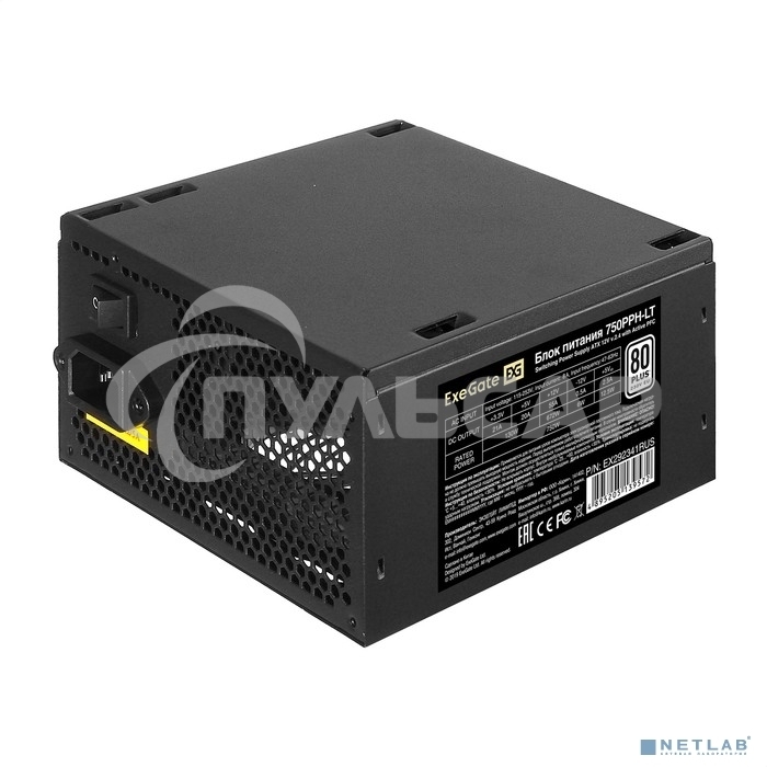 Блок питания ExeGate 750PPH-LT-OEM RTL (EX292341RUS-OEM), 750Вт, 80 PLUS, 120мм, черный
