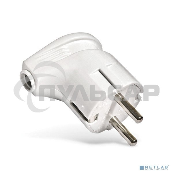 Вилка электрич. с заземл. угл. бел. 16А 250В (еврослот) UNIVersal А105