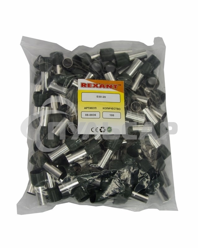 Наконечник штыревой втулочный изолированный F-20 мм 50 мм² (НШВи 50-20) оливковый Rexant