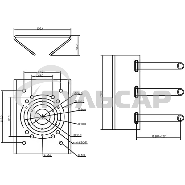 Кронштейн для крепления на столб видеокамер серий HFWxxS, HFWxxR-Z/VF,SD60/6AE/6AL, SD59/50/40, SD6C, SD42, SD29 Кронштейн для крепления на столб видеокамер серий HFWxxS, HFWxxR-Z/VF,SD60/6AE/6AL, SD59/50/40, SD6C, SD42, SD29