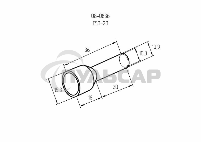 Наконечник штыревой втулочный изолированный F-20 мм 50 мм² (НШВи 50-20) оливковый Rexant