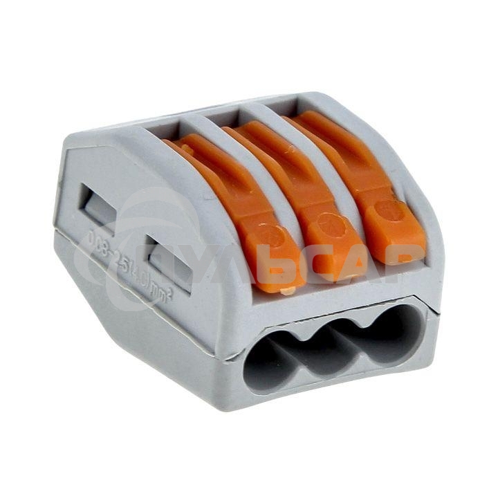 Строительно-монтажная клемма СМК 222-413 с рычагом 3 отверстия 0,08-2,5мм2 (100шт.) EKF PROxima plc-smk-413 EKF