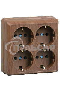 Розетка Iek ERO41-K04-16-DC РС24-3-ОД 4местн. с з/к 16А откр.уст. ОКТАВА (дуб)