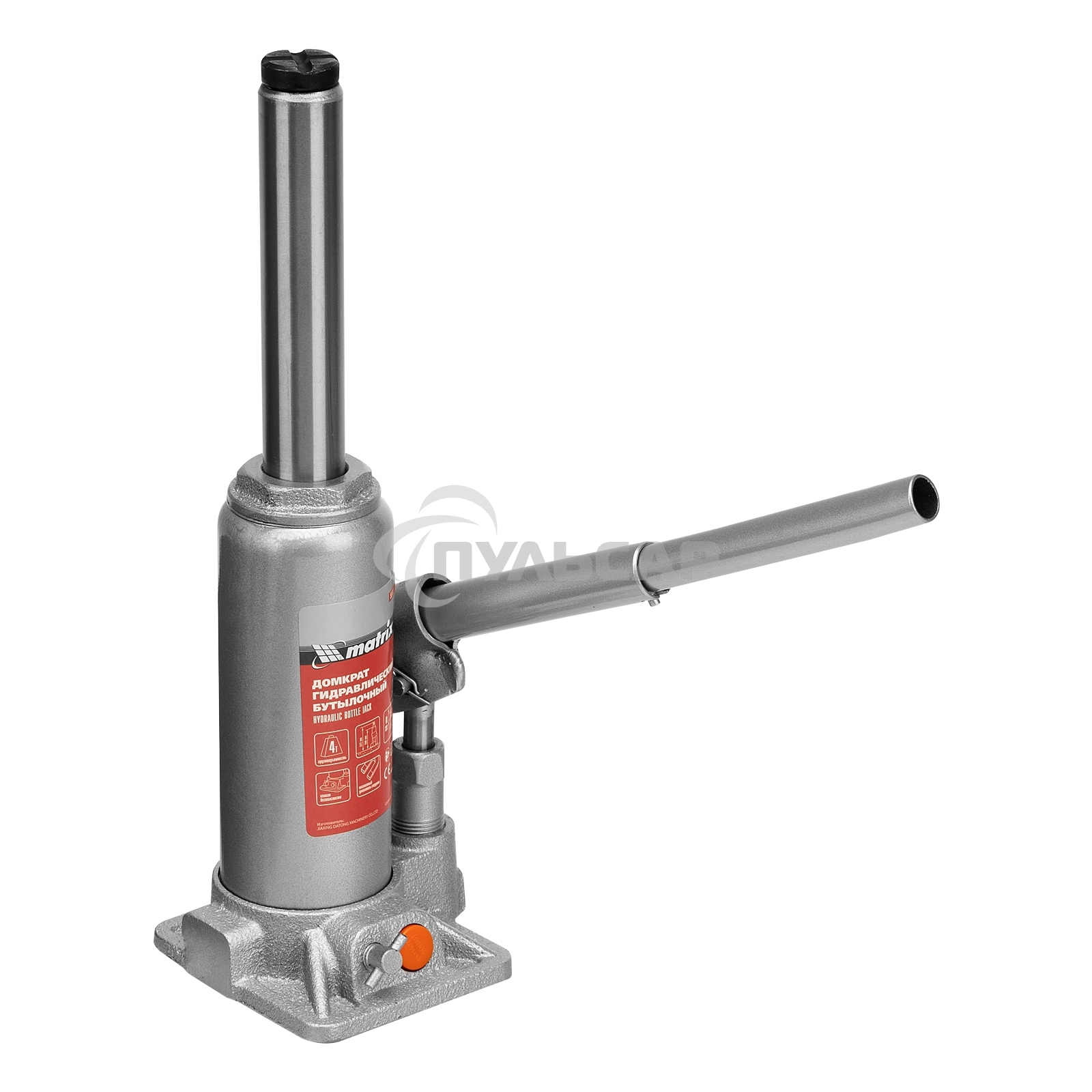 Домкрат гидравлический бутылочный Matrix, 4 т, h подъема 194–372 мм