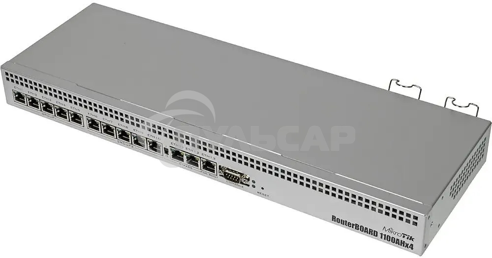 Маршрутизатор MikroTik RB1100AHx4 with Annapurna Alpine AL21400 Cortex A15 CPU (4-cores, 1.4GHz per core), 1Gb RAM, 13xGbit LAN, RouterOS L6, 1U rackmount case, Dual PSU