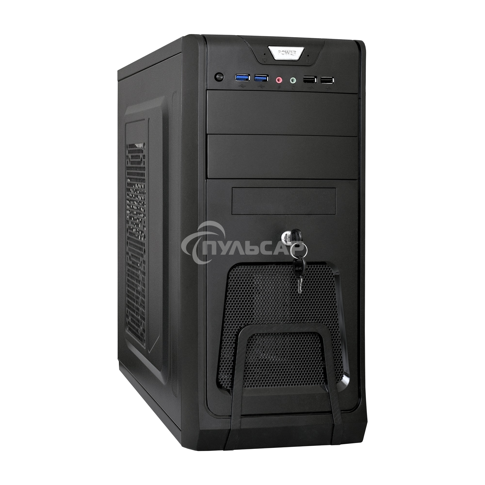 Компьютерный корпус Miditower ExeGate CP-603UB Black, ATX, (CP450W, 80мм), 2*USB+2*USB 3.0, Audio, замок блокировки кнопки питания