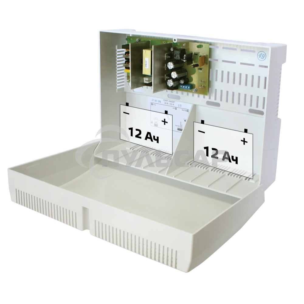 Источник бесперебойного питания СКАТ-2400И7 (24В 4А под 2 АКБ по 12А.ч; без АКБ) Бастион 65