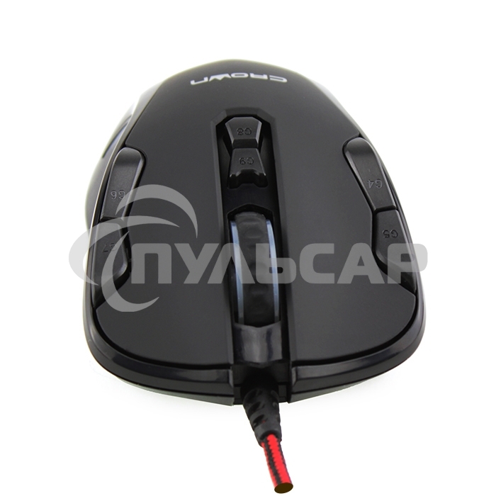 Мышь проводная Crown Gaming CMXG-804 черный, 2000 dpi, USB, кнопки - 9