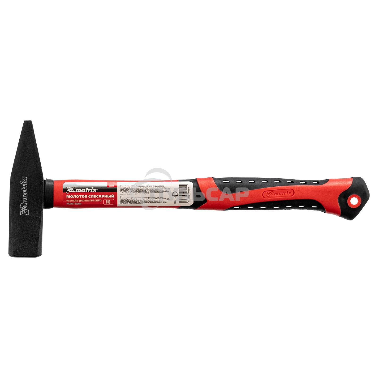 Молоток слесарный Matrix, 600 г, фибергласовая обрезиненная рукоятка