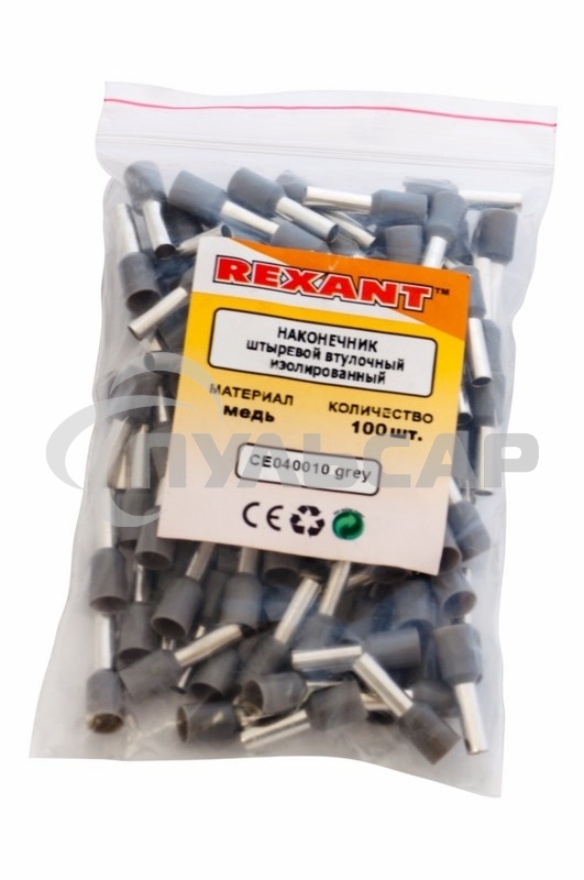 Наконечник штыревой втулочный изолированный F-9 мм 4 мм² (НШВи 4.0-9) серый Rexant