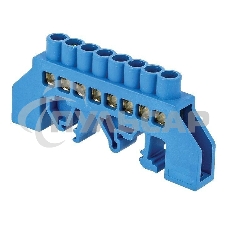 Шина нулевая N 6х9 8 отвер. латунь син. нейлоновый корпус комбинированный PROxima EKF sn0-63-08-dn