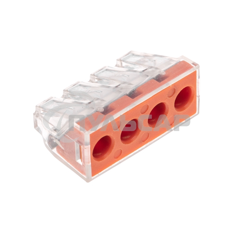 Экспресс-клемма СМК 773-174 с пастой, 4-проводная 0,75-6 мм² (50 шт/уп) Rexant