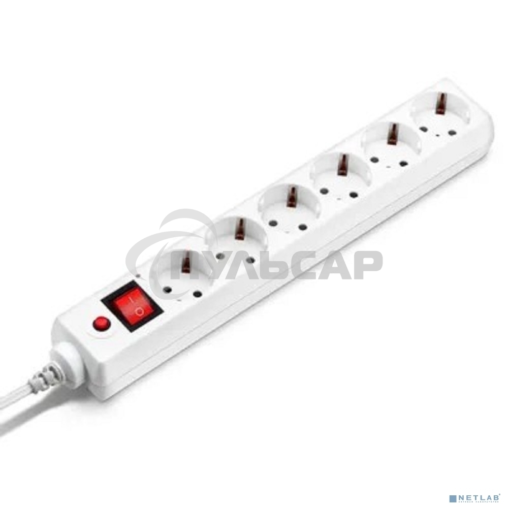 Сетевой фильтр Buro 600SH-16-1.8-W 1.8м (6 розеток) белый (коробка)
