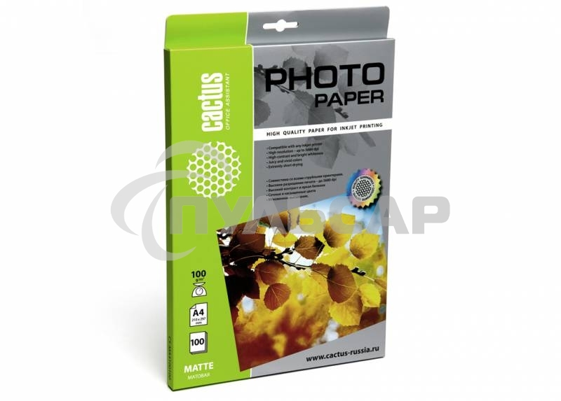 Фотобумага Cactus CS-MA4100100 A4/100г/м2/100л. матовая для струйной печати