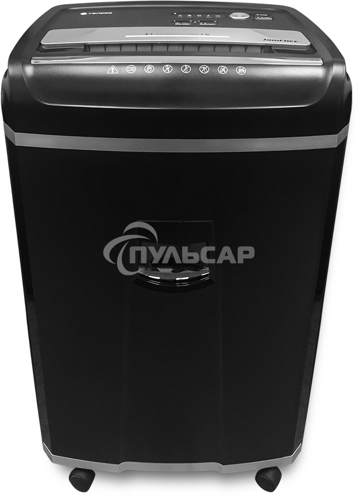 Шредер ГЕЛЕОС УМ35-4 (DIN P-4) фрагмент 3,9x30мм, 26 листов (70гр./м²), 35 литров, Уничт.скобы,скрепки,пл.карты,CD. TouchGuard.JamFree.ECO