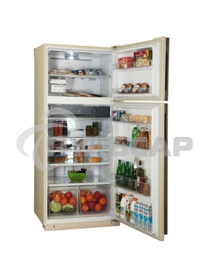 Холодильник Sharp SJ-XE59PMBE бежевый двухкамерный 430/148л морозилка сверху