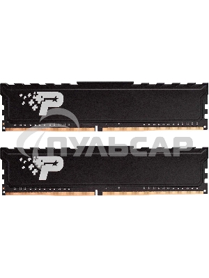 Оперативная память Patriot Signature Premium, DDR4, 16Gb (2x8 Gb), 2666 MHz, CL19, DIMM, радиатор, черный