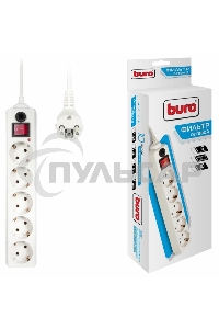 Сетевой фильтр Buro 500SH-10-W 10м (5 розеток) белый (коробка)
