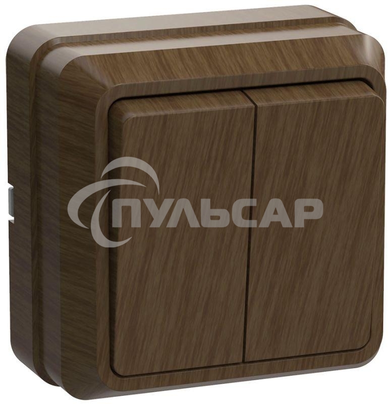 Выключатель 2-кл. ОП ОКТАВА 10А IP20 откр. уст. дуб ИЭК EVO20-K04-10-DC