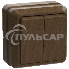 Выключатель 2-кл. ОП ОКТАВА 10А IP20 откр. уст. дуб ИЭК EVO20-K04-10-DC