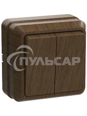 Выключатель 2-кл. ОП ОКТАВА 10А IP20 откр. уст. дуб ИЭК EVO20-K04-10-DC
