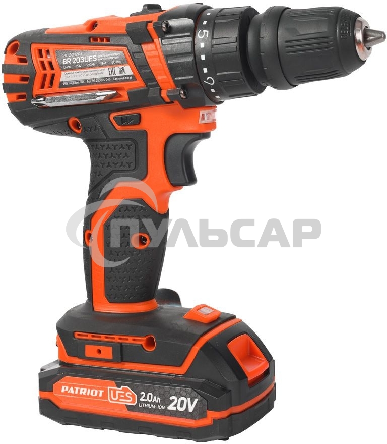 Дрель-шуруповерт Patriot BR 203UES, Аккумуляторная, 20В, 2 АКБ, Кейс