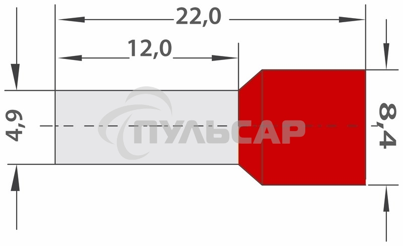 Наконечник штыревой втулочный изолированный F-12 мм 10 мм² (НШВи 10-12) красный Rexant