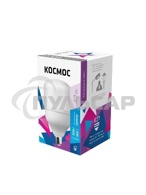 Лампа светодиодная высокомощная Космос LED 40Вт E27 6500К (переходник с E27 на E40 в комплекте)