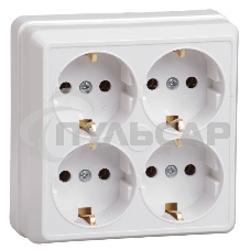 Розетка Iek ERO41-K01-16-DC РС24-3-ОБ 4местн. с з/к 16А откр.уст. ОКТАВА (белый)