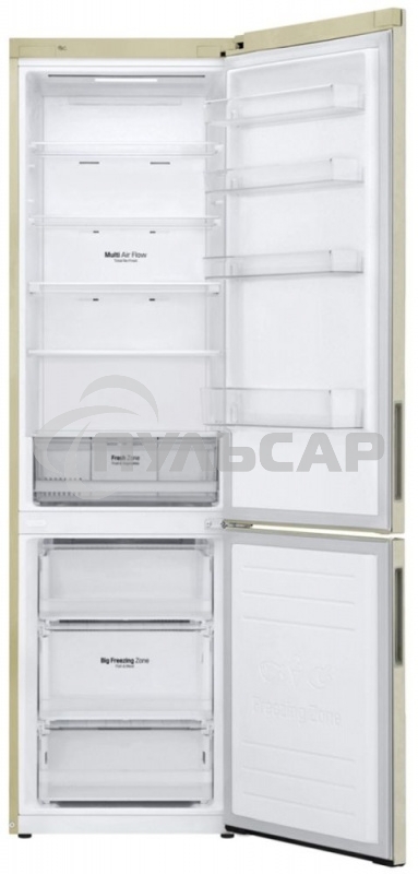 Холодильник LG GA-B509CESL бежевый глянцевый двухкамерный 277/107л морозилка снизу, No Frost