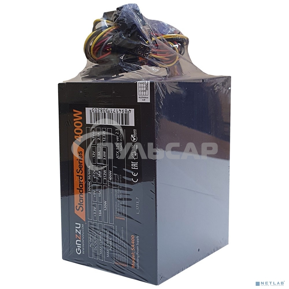Блок питания Ginzzu SA400, 400Вт, 80мм, черный