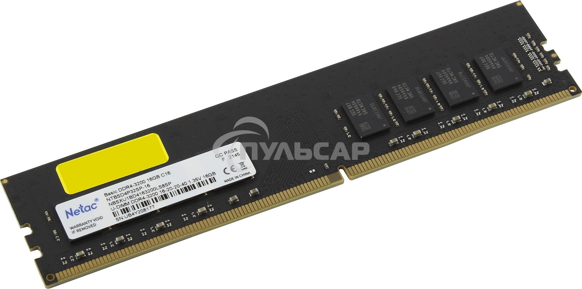 Оперативная память NETAC Basic, DDR4, 16Gb (1x16Gb), 3200MHz, CL16, DIMM