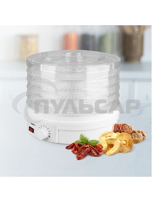 Сушилка для овощей и фруктов Blackton Bt FD1114 White-green, Мощность 245 Вт, Регулировка температуры 35-70 °С, 5 основых поддонов, 2 дополнительных поддона для пастилы, Конвективная сушка, Сохраняет максимум витаминов и питательных веществ в овощах, фрук