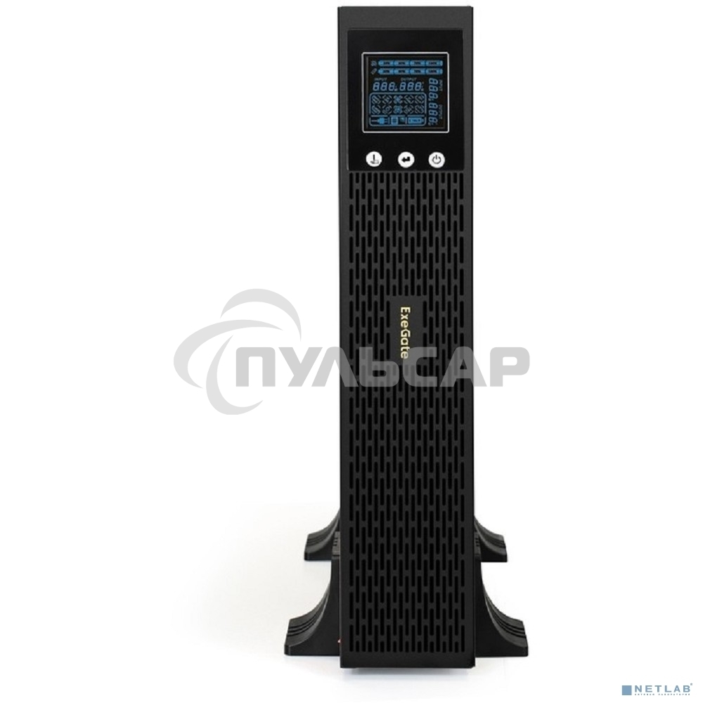 Источник бесперебойного питания Pure Sine Wave ExeGate SinePower UHB-3000.LCD.AVR.1SH.4C13.RJ.USB.2U 3000VA/2400W, LCD, AVR, 1*Schuko+4*C13, RJ45/11, USB, Rackmount 2U/Tower, металлический корпус, черный