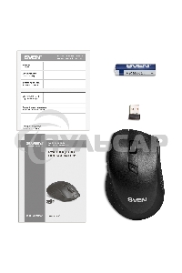 Мышь беспроводная SVEN RX-425W черный, 1600 dpi, радиоканал, USB, кнопки - 6